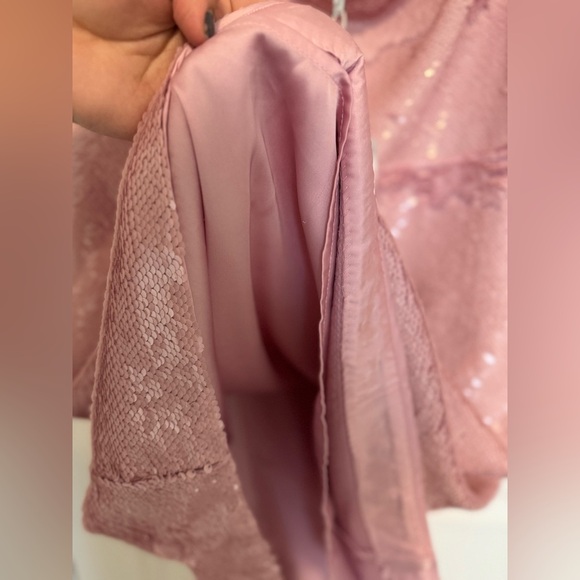 GANNI NWT pink mini party sequins dress with ruffle straps- size EU 46- US 14/16 - Picture 15 of 16